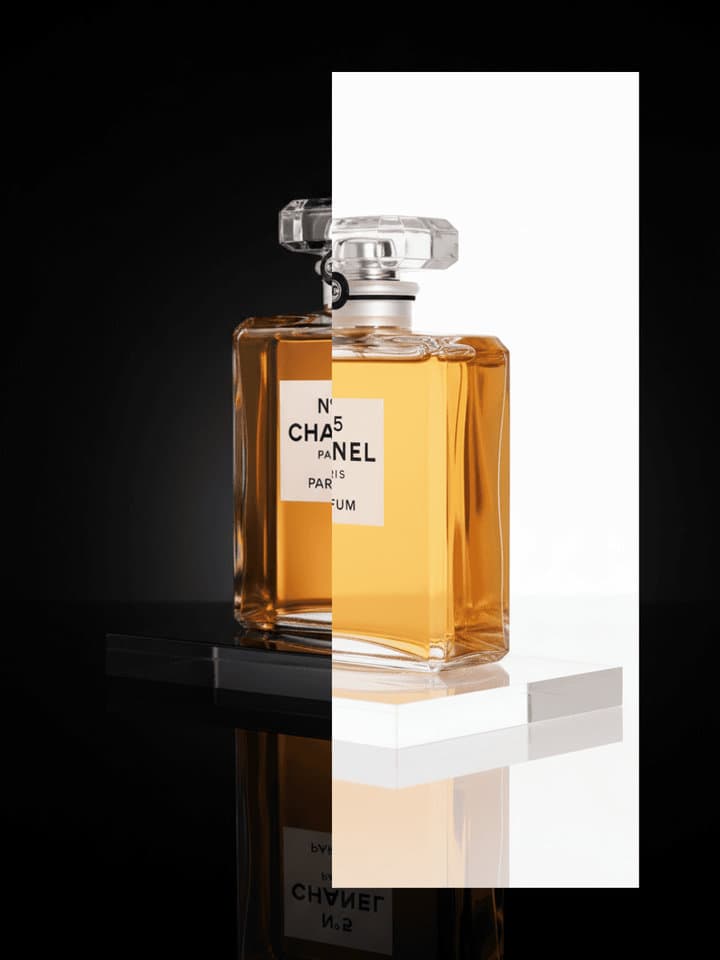 AI-generated product background swap example showing professional before and after results